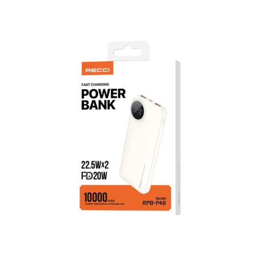 Recci Rpb-P48-10000Mah Beige 22.5W Pd20W Power Bank